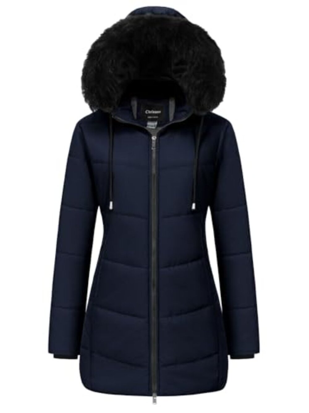 Women's Waterproof Quilted Puffer Coat Removable Faux Fur Hood